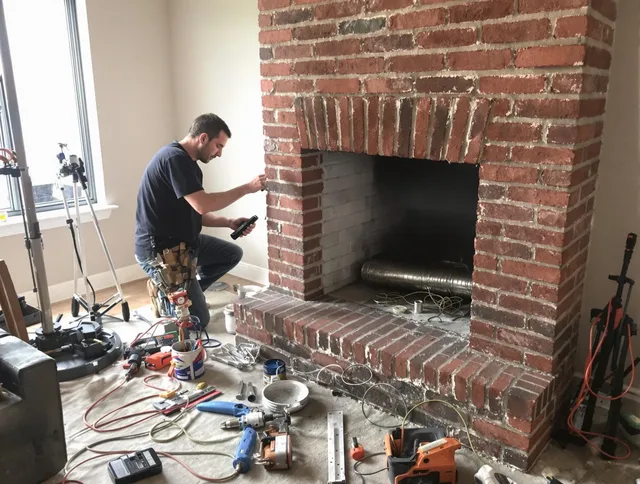 Wareham Chimney Sweep specialist finalizing chimney liner service in Wareham, MA