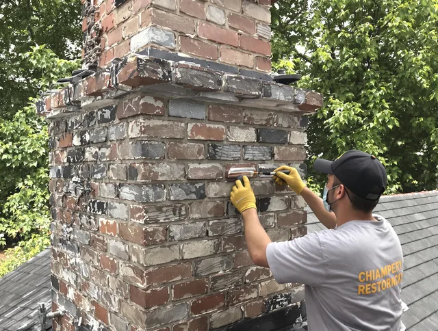 In-progress chimney restoration by Wareham Chimney Sweep in Wareham, MA