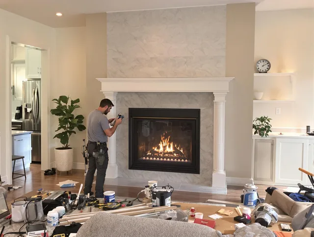 Newly installed fireplace by Wareham Chimney Sweep in Wareham, MA
